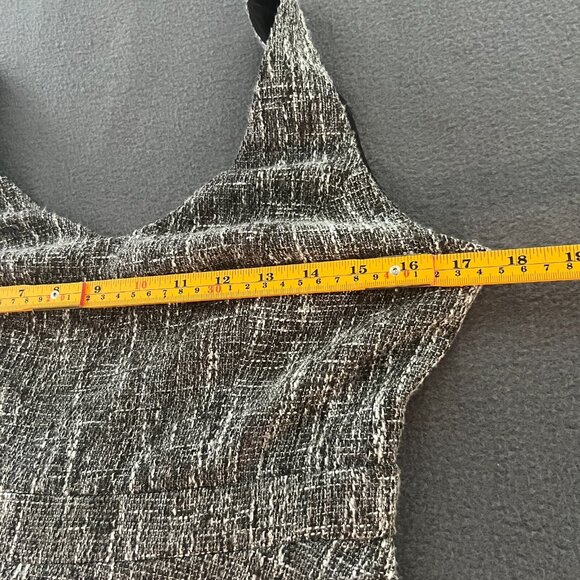 Lulus Tweed Fit & Flare Dress Size M Black White Sleeveless V-Neck Cocktail - Picture 8 of 10